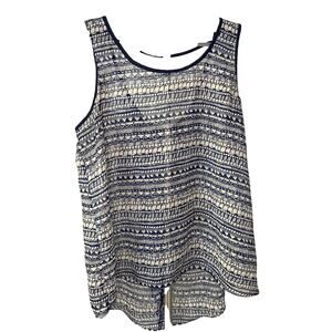 by & by Navy Striped Sheer Tank with bow back Women's Size‎ Large